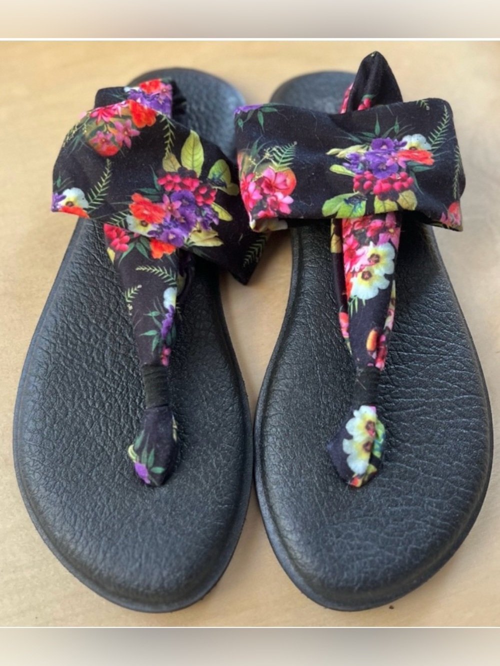 Sanuk Yoga Sling 2 Floral Thong Sandals Sz 11